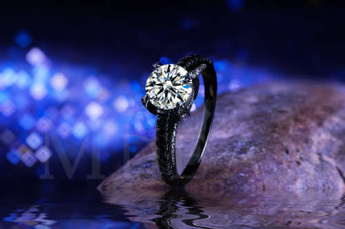 Black Gold Filled Ring With White Simulated Diamond Size 7 US