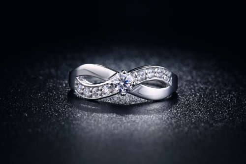 Stamped S925 Infinity ring with Simulated Diamond Size 6, 7 US
