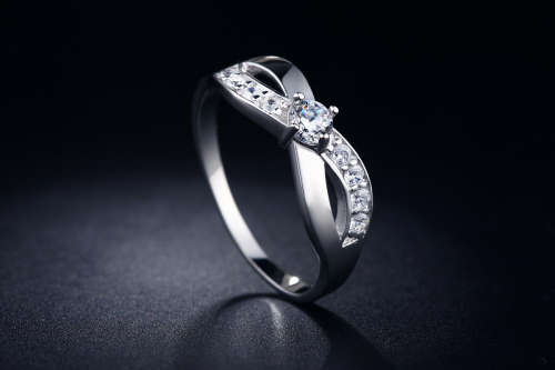 Stamped S925 Infinity ring with Simulated Diamond Size 6, 7 US