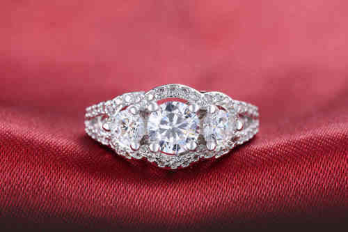 White Gold Filled Ring With Simulated Diamonds