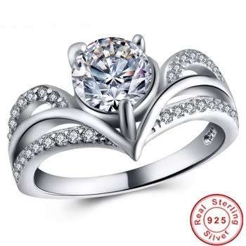 Solid 925 Sterling Silver Ring With Simulated 1,38ct Diamonds