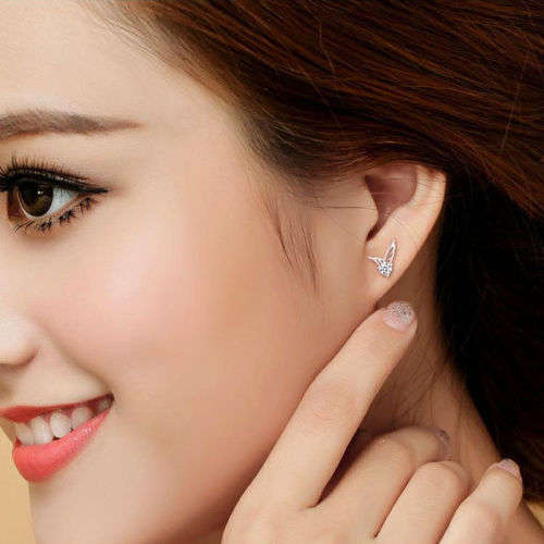 Excuisite Crystal Angel Wings Silver Womens Earrings