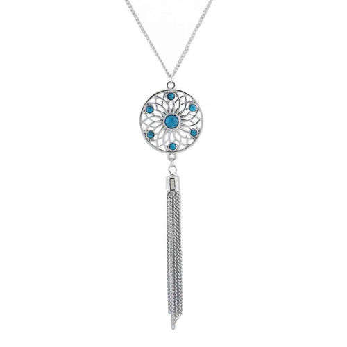 Foxy Retro Silver Turquoise Necklace