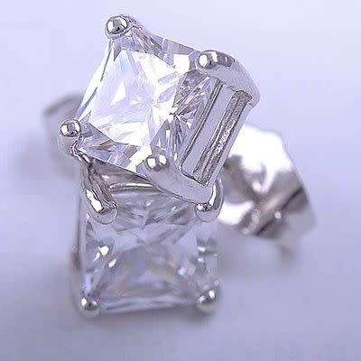Gorgeous Silver Simulated Diamond Square Earrings