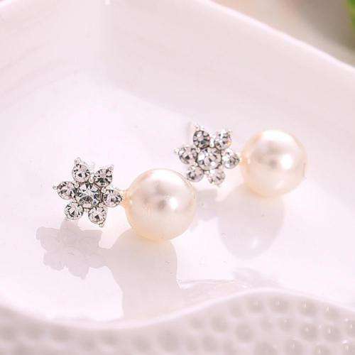 Elegant Pearl Crystal Rhinestone Earrings