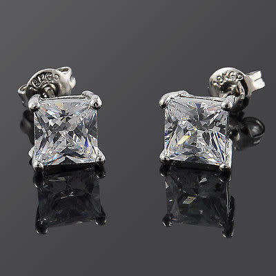 Gorgeous Silver Simulated Diamond Square Earrings
