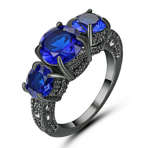 Gorgeous Black Gold Filled Sapphire Ring Size 7 US (September Birthstone)