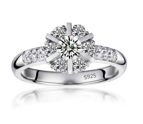 Gorgeous White Gold Filled Ring With 19 1.38ct Simulated Diamond Size 7 US