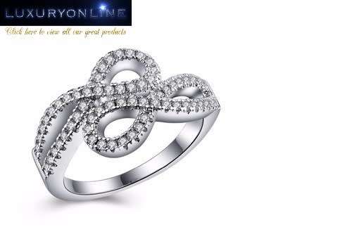Double Cross Infiniity Ring With Simulated Diamonds Size 6; 8 US