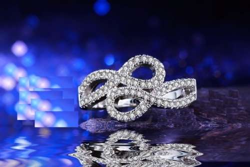 Double Cross Infiniity Ring With Simulated Diamonds Size 6; 8 US