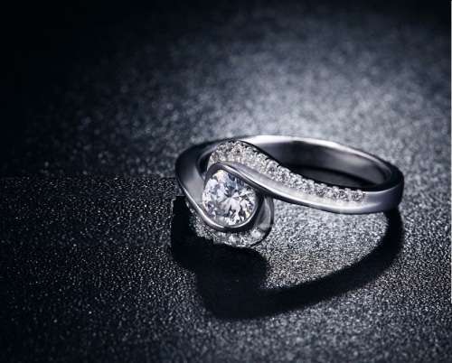White Gold Filled Ring With 27 Simulated Diamonds