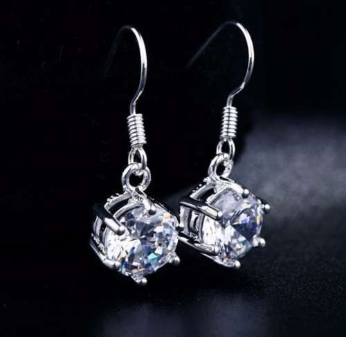 White Gold Filled Simulated Diamond Drop Earrings
