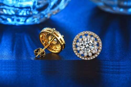 Yellow Gold Filled Simulated Diamond Button Earrings