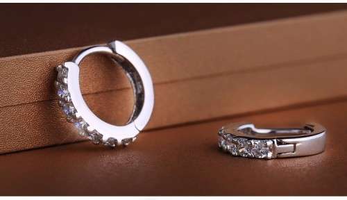 White Gold Filled Simulated Diamond Hoop Earrings