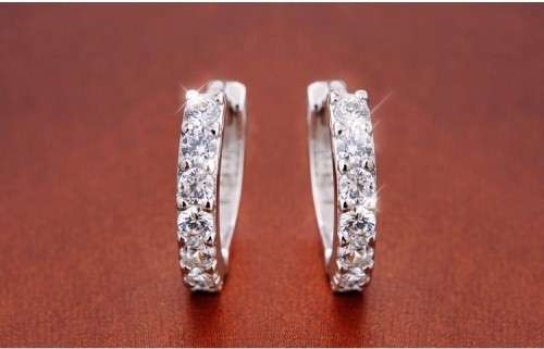White Gold Filled Simulated Diamond Hoop Earrings