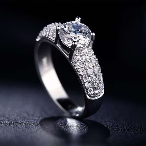 White Gold Filled Ring With 35 1,25ct Simulated Diamonds