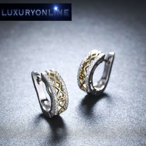 Hoop Earring With 26 Hand Crafted Simulated Diamonds