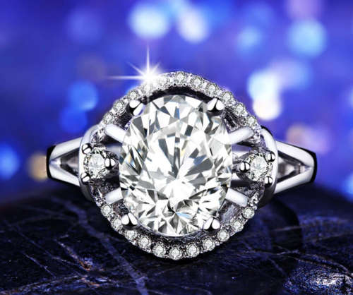 White Gold Filled Ring 25 Simulated Diamonds