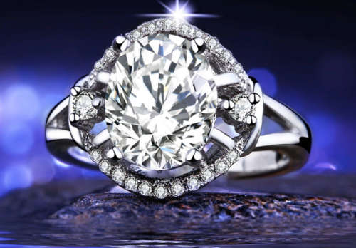 White Gold Filled Ring 25 Simulated Diamonds