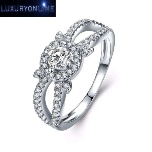 White Gold Filled Hand Crafted Simulated Diamond Ring