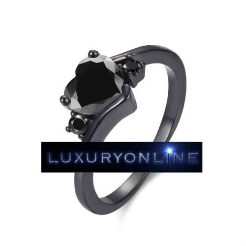 STUNNING! Simulated Black Diamond Ring Size 7; 8  US