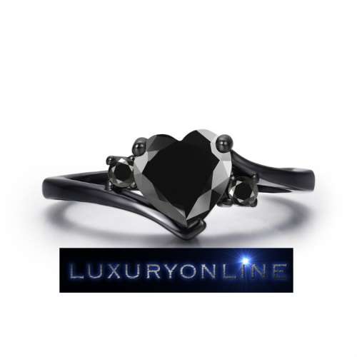STUNNING! Simulated Black Diamond Ring Size 7; 8  US
