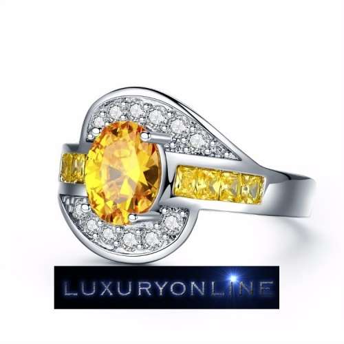 MARVELOUS! Ring With Simulated White And Yellow Diamonds Size 6; 7; 8; 9 US