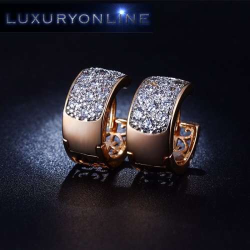 Hoop Earrings With 13 Simulated Diamonds
