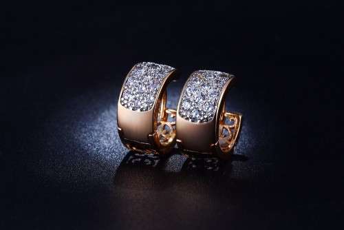 Hoop Earrings With 13 Simulated Diamonds