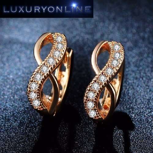 SPLENDID! Infinity Hoop Earrings With 9 0,25 Carat Simulated Diamonds