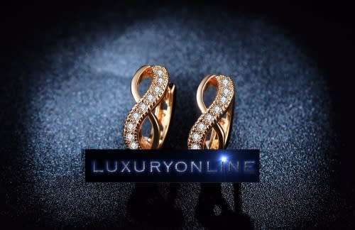 SPLENDID! Infinity Hoop Earrings With 9 0,25 Carat Simulated Diamonds