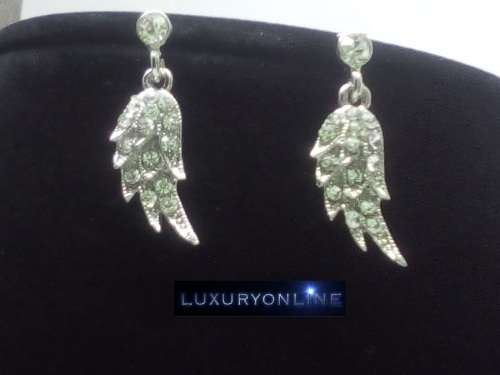 CAPTIVATING! Angel Wing And Earring Set With Simulated Diamonds