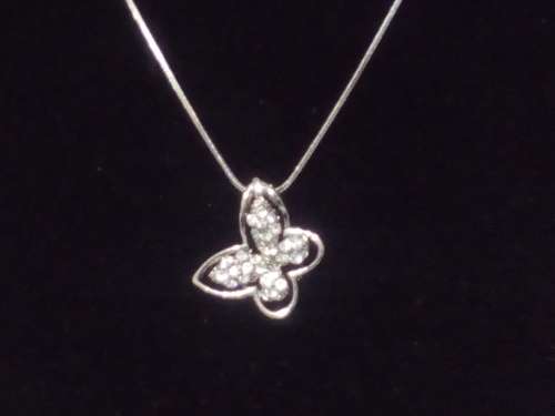 CAPTIVATING! Butterfly Necklace And Earring Set With 0.75 Carat Simulated Diamonds