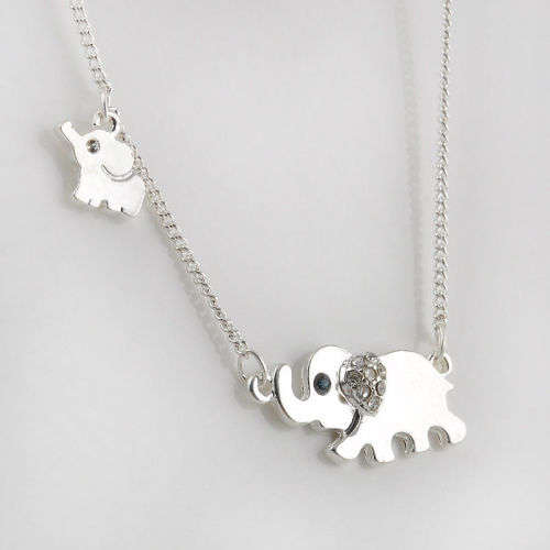 BEAUTIFUL! Elephant Pendant With Simulated Diamond Necklace