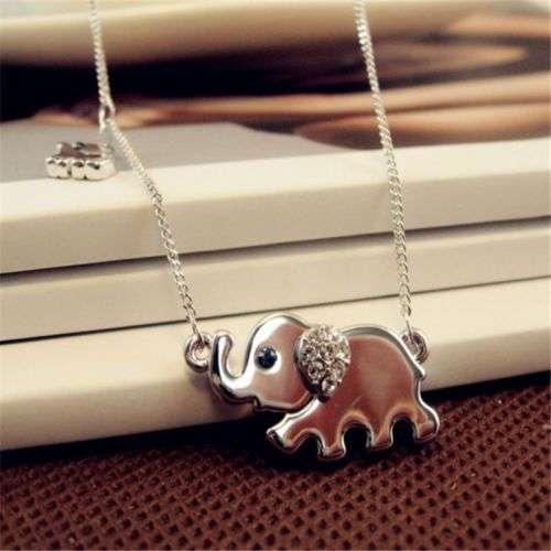 BEAUTIFUL! Elephant Pendant With Simulated Diamond Necklace