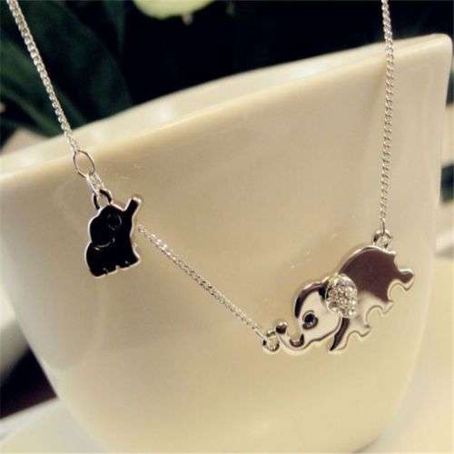 BEAUTIFUL! Elephant Pendant With Simulated Diamond Necklace
