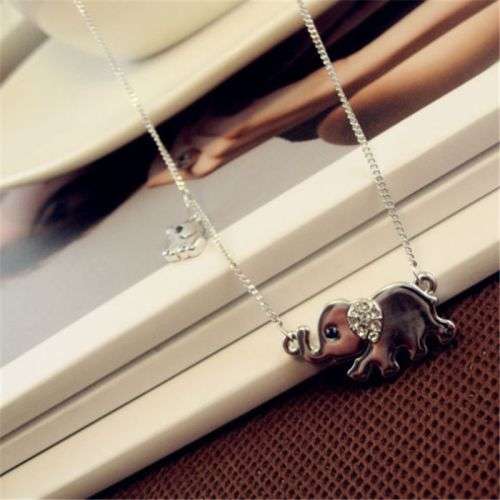 BEAUTIFUL! Elephant Pendant With Simulated Diamond Necklace