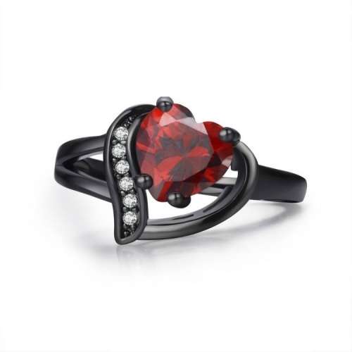 STUNNING! Black Gold Filled  Heart Shaped Ring Size 9 US