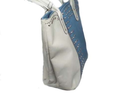 Vivace Two Tone PU Leather Shoulder Hand bag (BEIGE & BLUE)