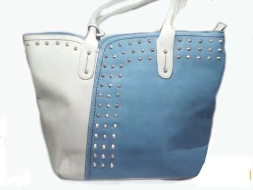 Vivace Two Tone PU Leather Shoulder Hand bag (BEIGE & BLUE)