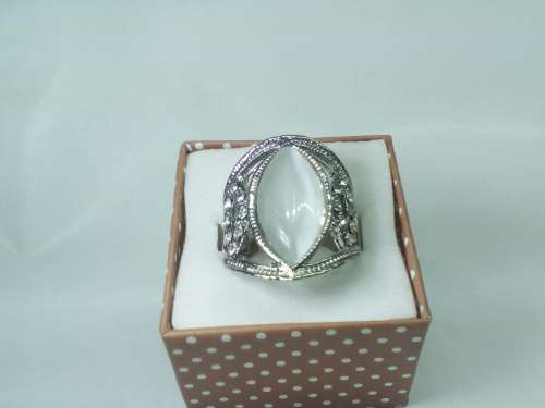 CHARMING! Ring With Simulated Opal Stone And Diamonds Size 7; 8; 9; 10 US