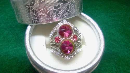 AMAZING! 1,25 Carat Simulated White And Pink Diamond Ring Size 9 US