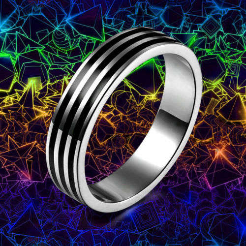 AWESOME! ! 8 mm Black And Silver 100% Titanium Ring Size 7 US
