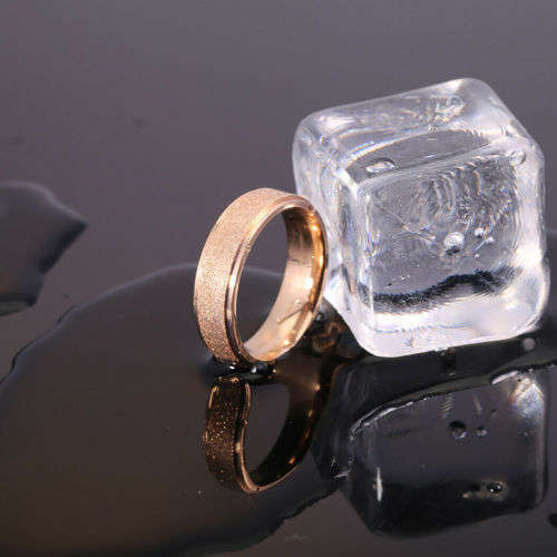 STUNNING! 4 mm Frosted Rose Gold Genuine Titanium Ring Size 12 US