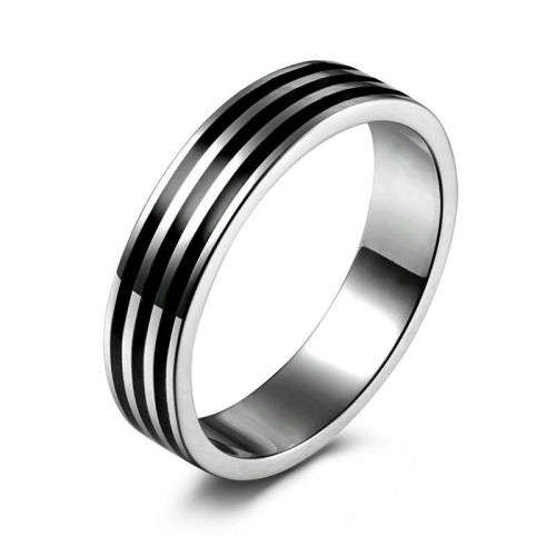 AWESOME! ! 8 mm Black And Silver 100% Titanium Ring Size 7 US