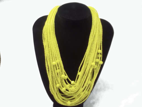 AMAZING! Hand Crafted African Bead Necklace (Yellow) 28 cm