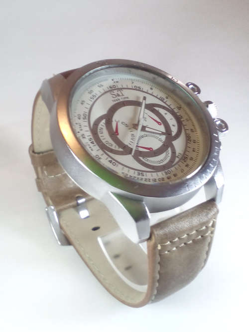 Genuine S & T Men's Watch (Brown & Silver) 59 mm