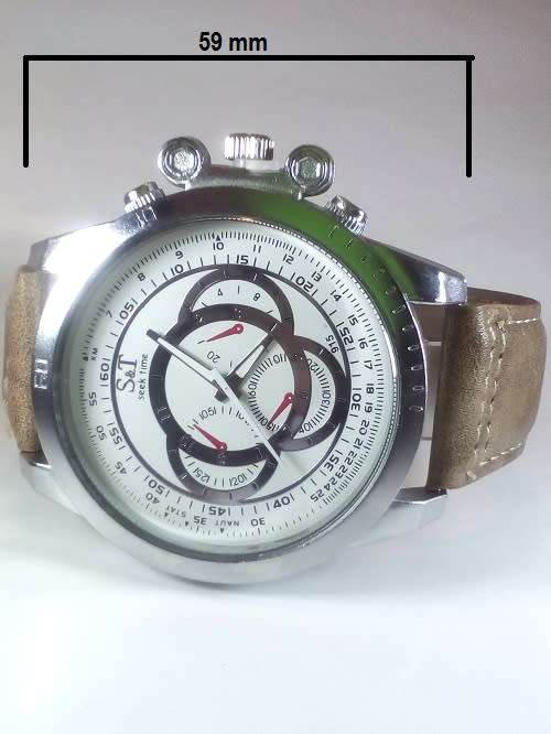 Genuine S & T Men's Watch (Brown & Silver) 59 mm