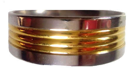 AWESOME! ! 100% Titanium Ring 8 mm Silver & Gold Size 11 US/V