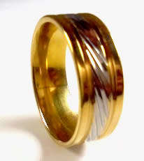 AWESOME! ! 100% Titanium Ring 8 mm Silver & Gold Size 9 US/R